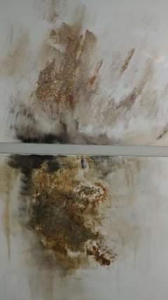 Black Gold- Abstract diptych 48 X 96 Mixed Media