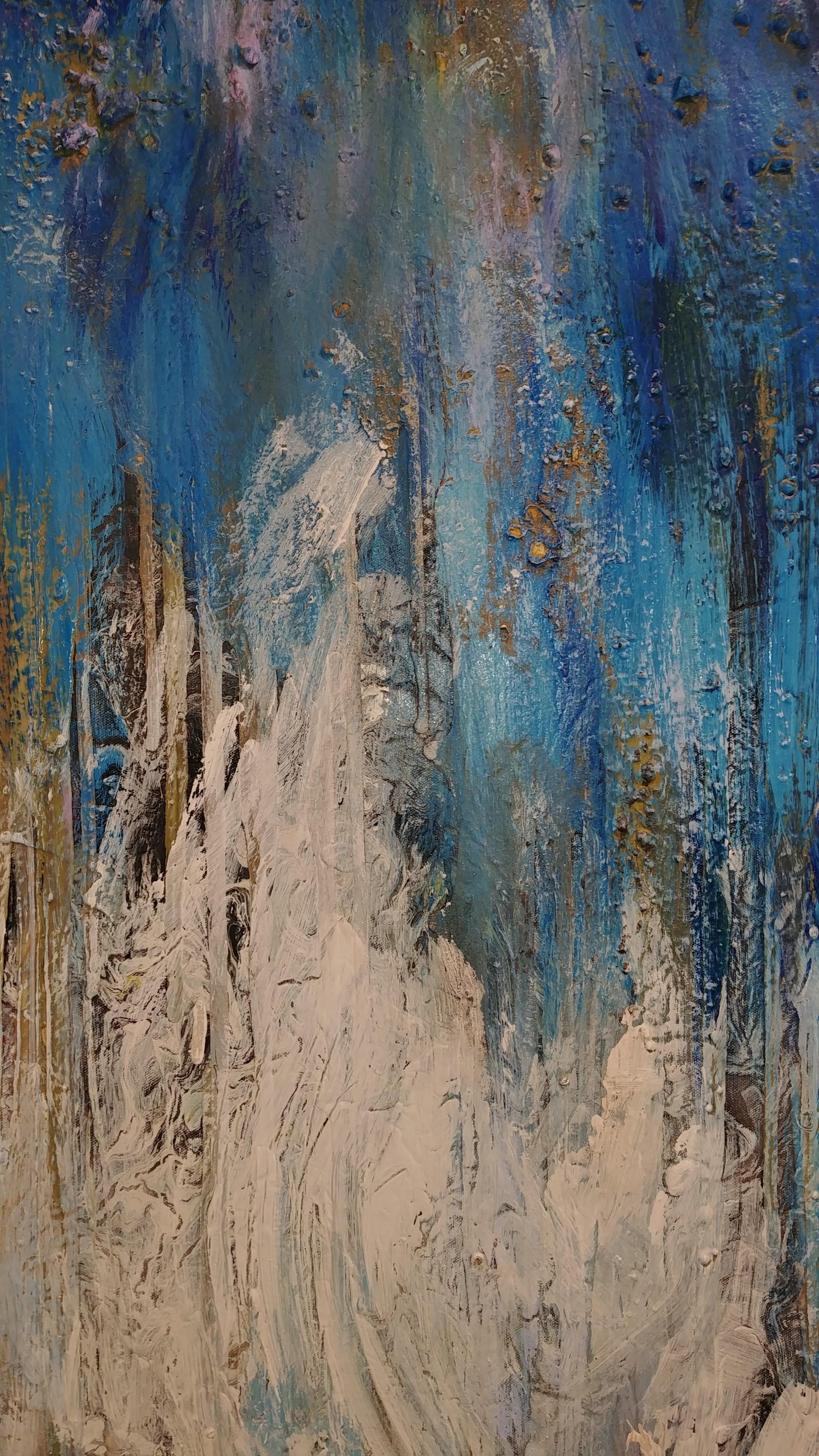 48 x 48 cm jamais - Gris Abstract Painting par Nancy Seibert