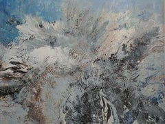 Peace & Power éclats blancs sur bleu 48 x 60