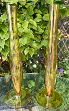 Nancy, set Vases Soliflore Art Glass in De Style of André Delatte
