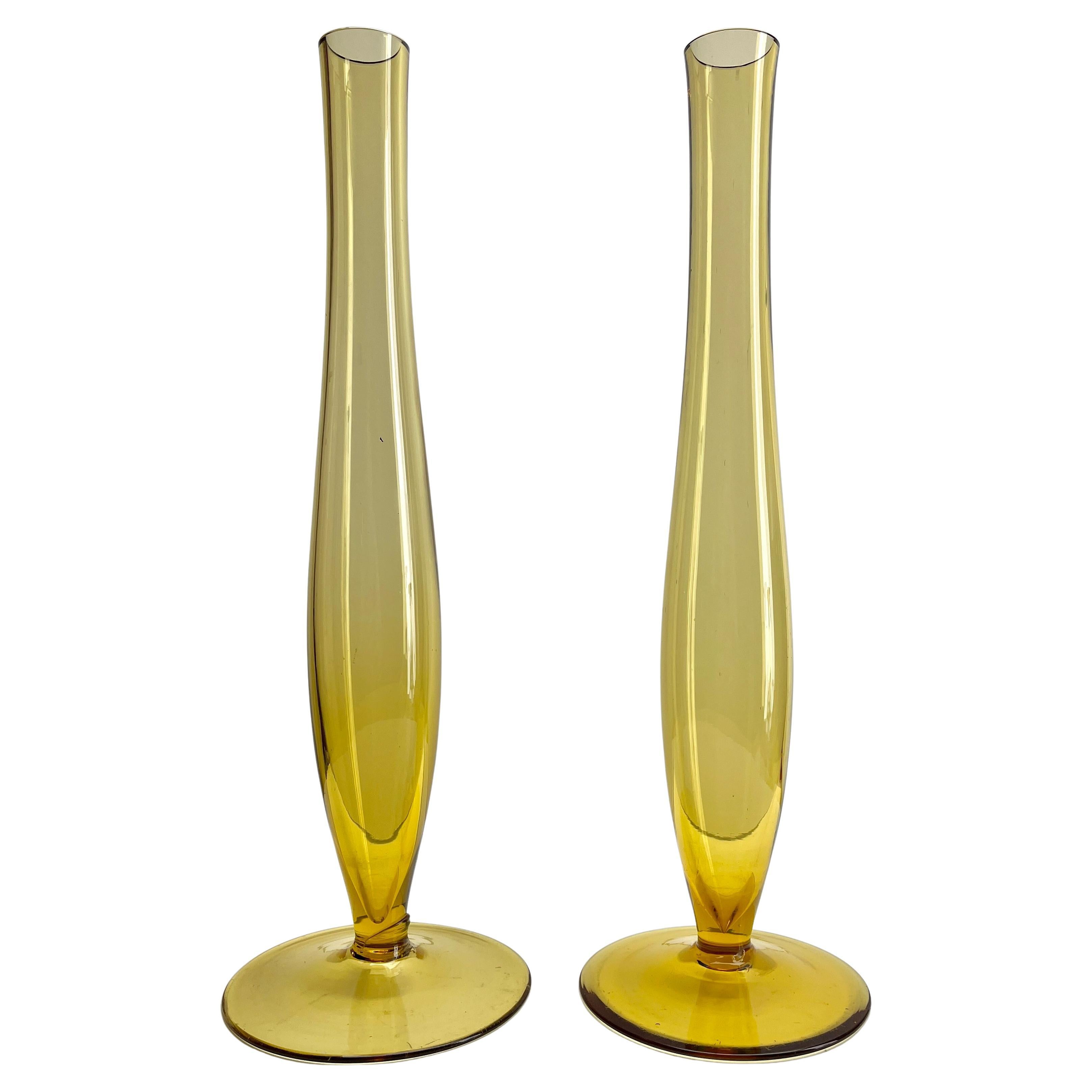 Nancy, ensemble Vases Soliflores en verre d
art dans le style d
André Delatte en vente