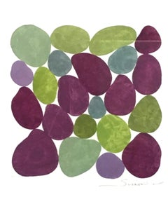 Cercis Spring I, Work on Paper, Gouache, Purple, Green, Framed, Calm