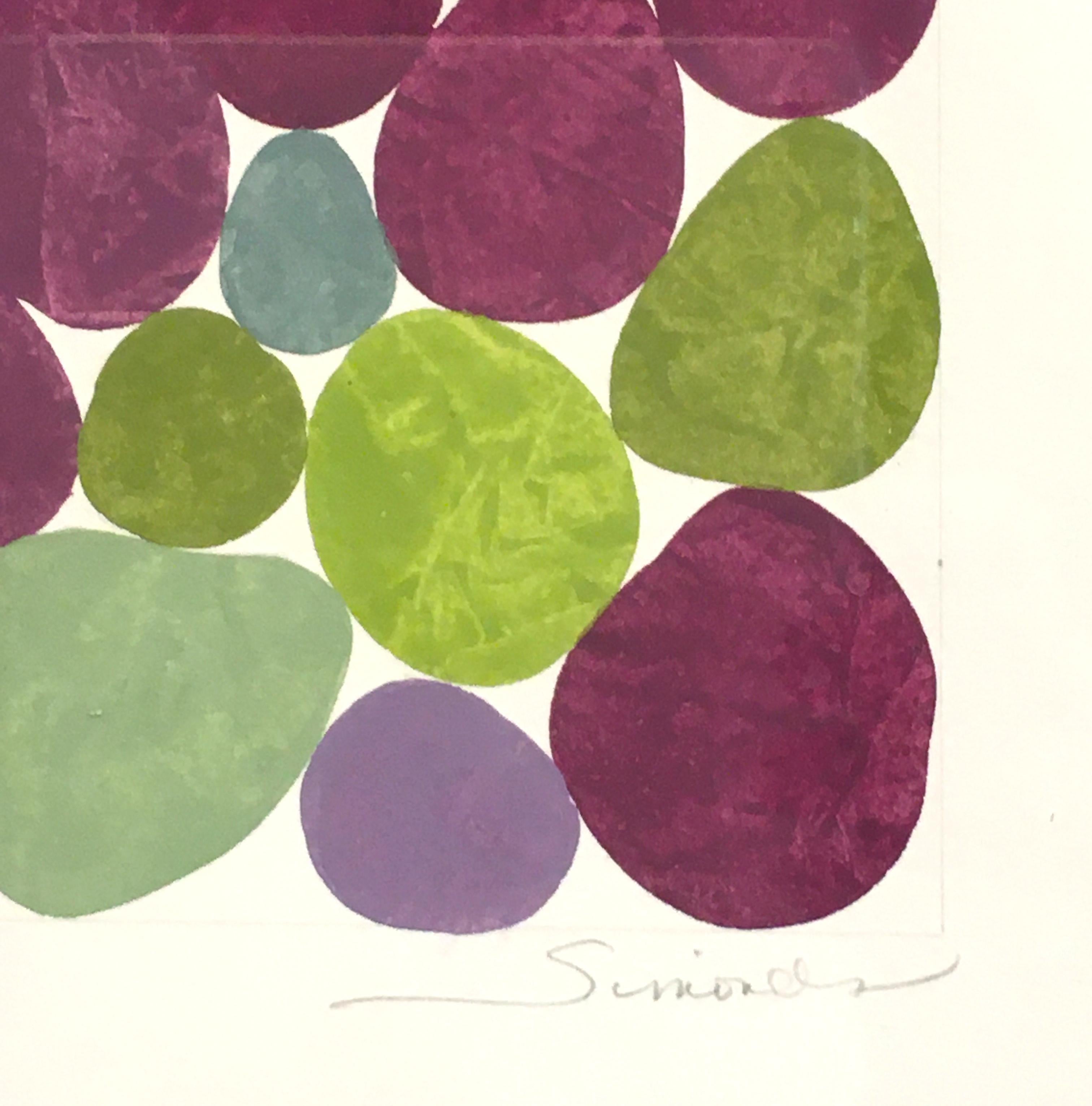 Cercis Spring I, Work on Paper, Gouache, Purple, Green, Framed, Calming For Sale 1
