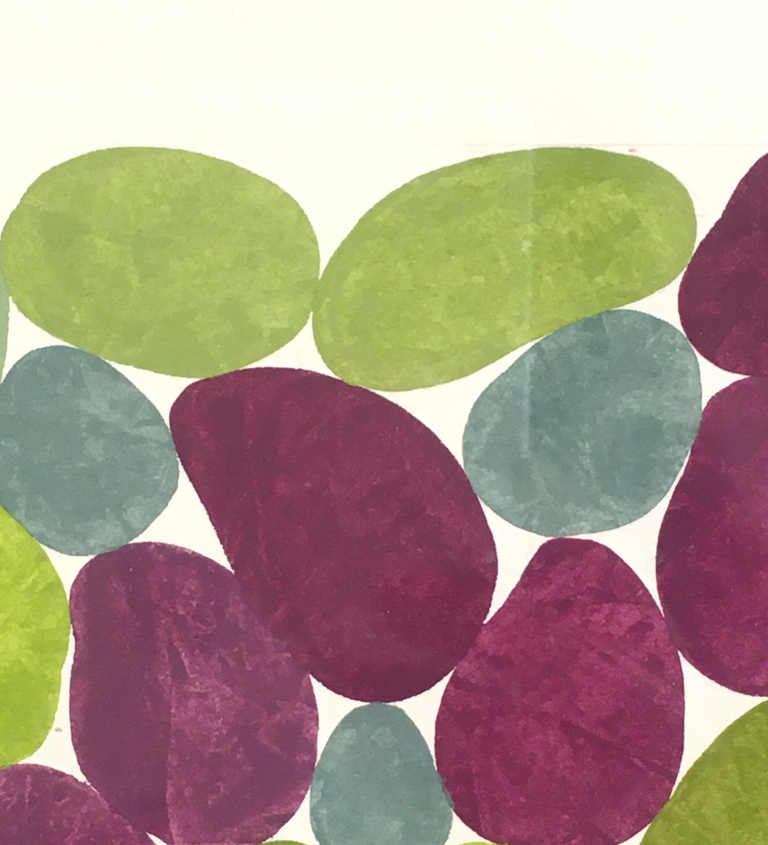 Cercis Spring I, Work on Paper, Gouache, Purple, Green, Framed, Calming For Sale 2
