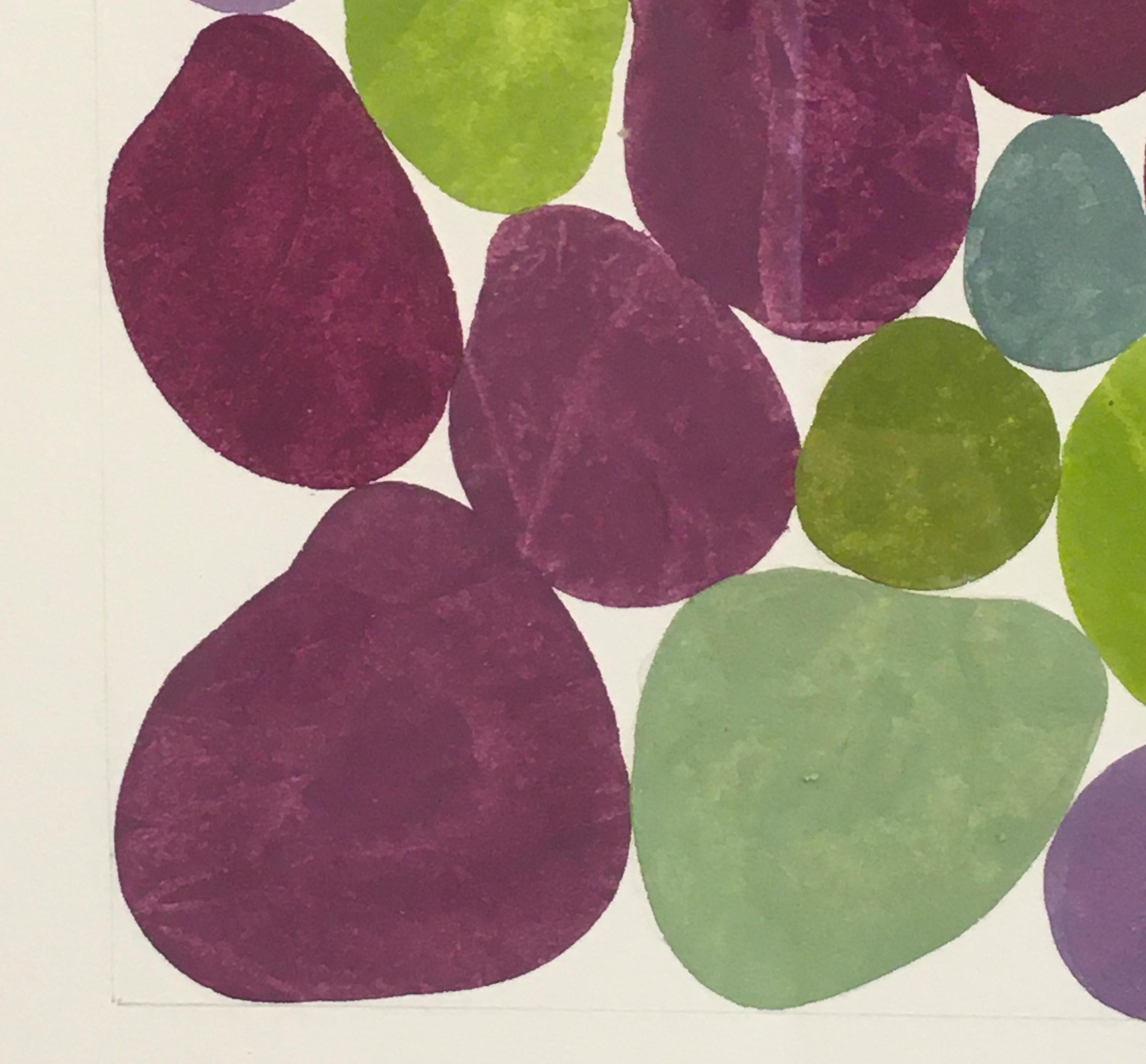 Cercis Spring I, Work on Paper, Gouache, Purple, Green, Framed, Calming For Sale 3