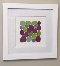 Cercis Spring I, Work on Paper, Gouache, Purple, Green, Framed, Calming