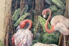 Nancy Strailey, dessin au crayon de couleur flamingo sur papier parchemin