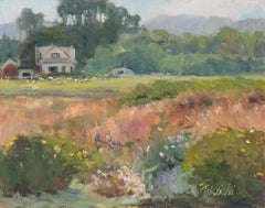 "Spring at Mission Ranch" Plein air oil painting of Carmel Valley Ranch + house