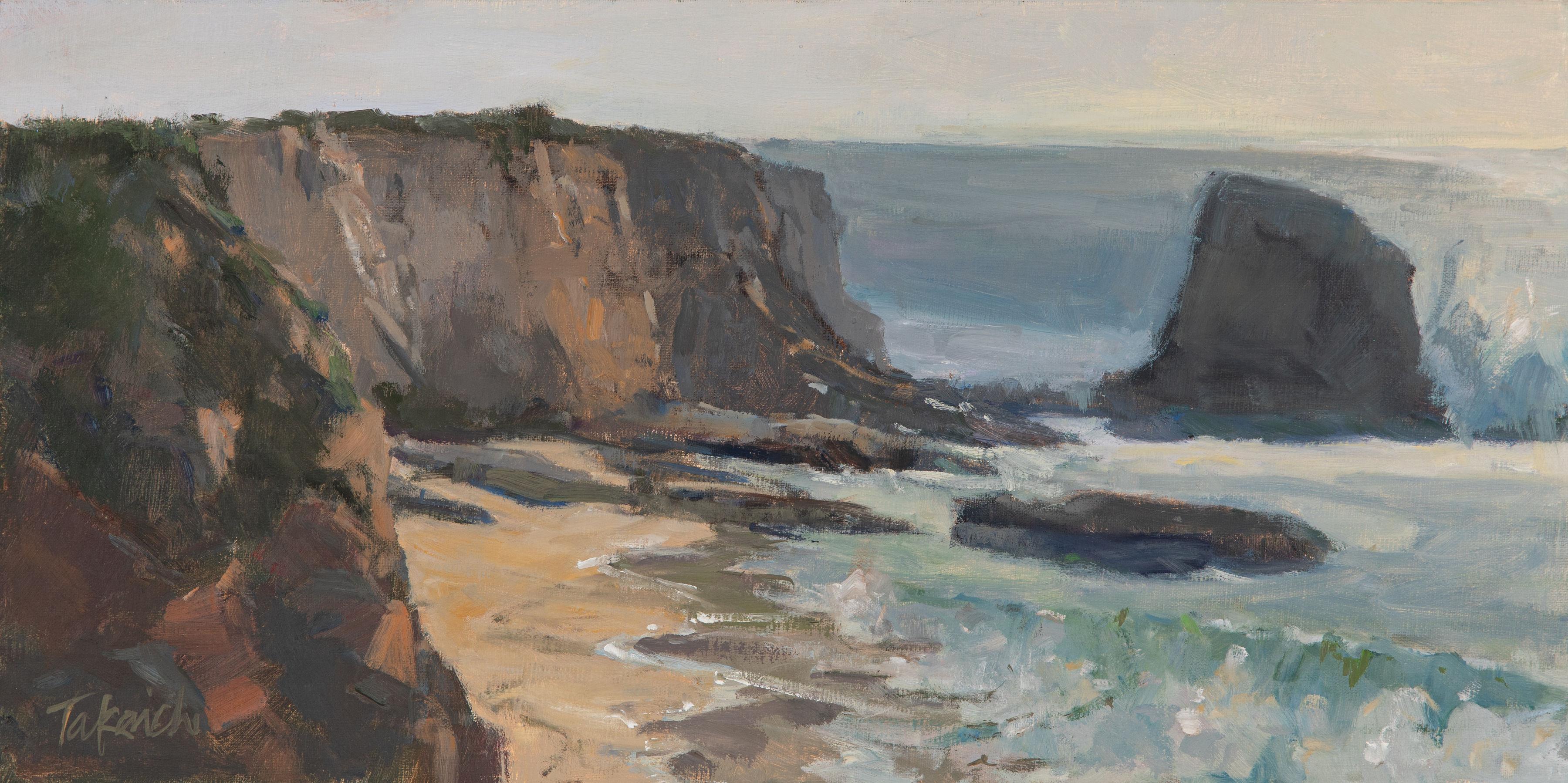 "The Sparkling Sea" a plein air oil painting of Panther Beach by Nancy Takaichi