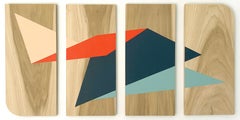'Lift Off' - colorful minimalist work on panel - wood grain - Carmen Herrera