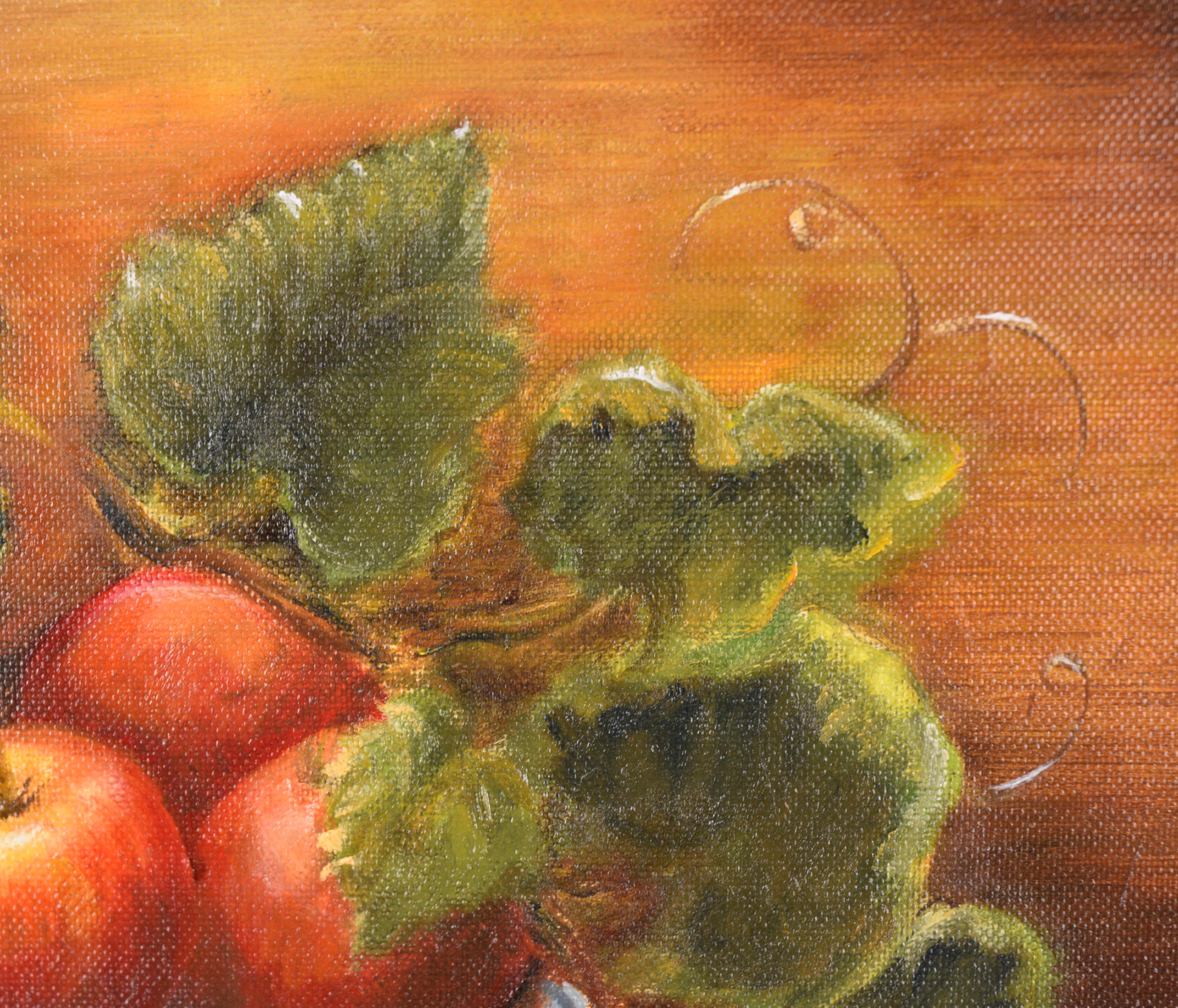 Nature morte « Apples, Grapes, and Pears » - Impressionnisme américain Painting par Nancy Taylor