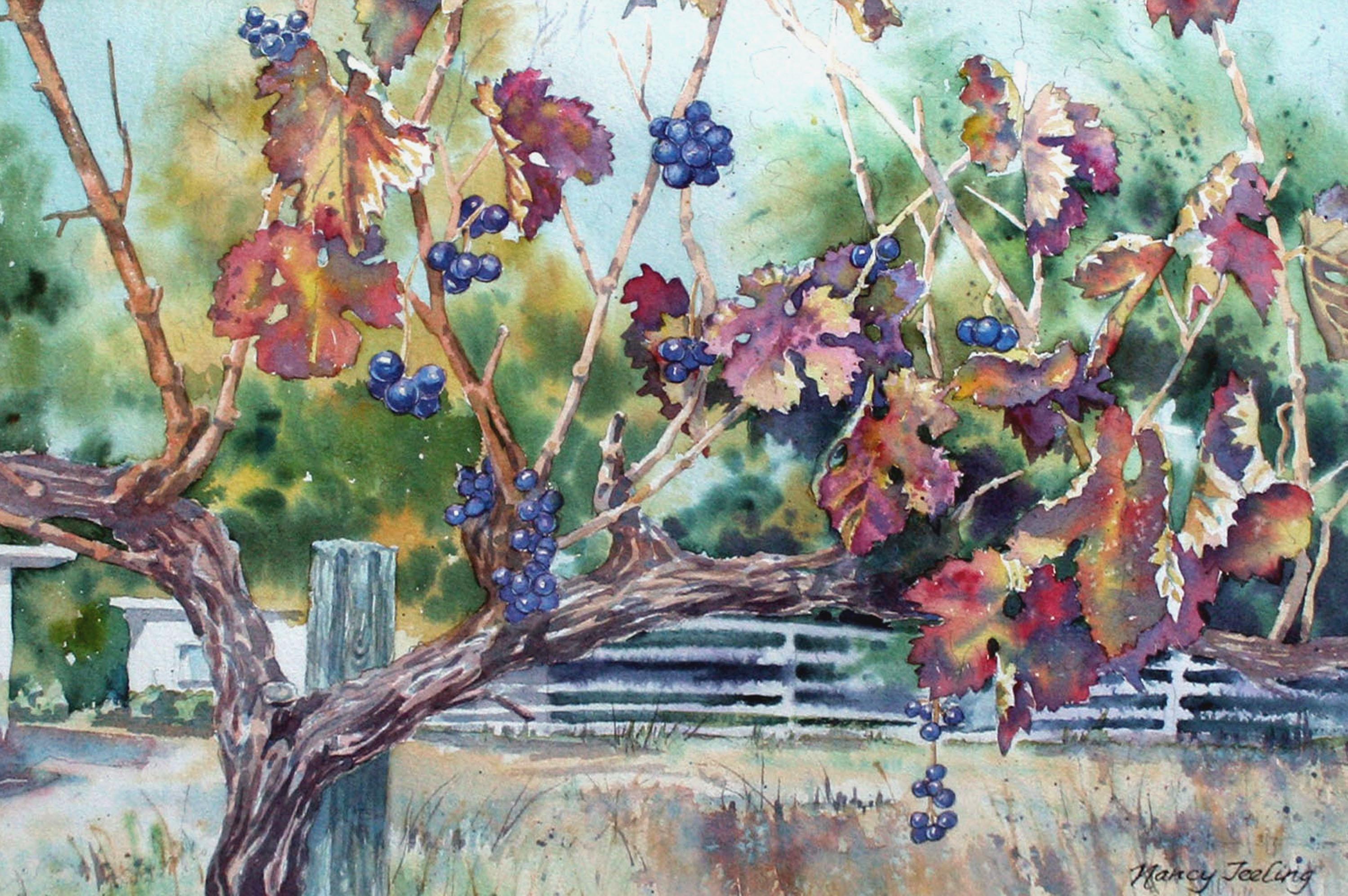 Vineyards by Nancy Baltins - Painting by Nancy Teeling Baltins