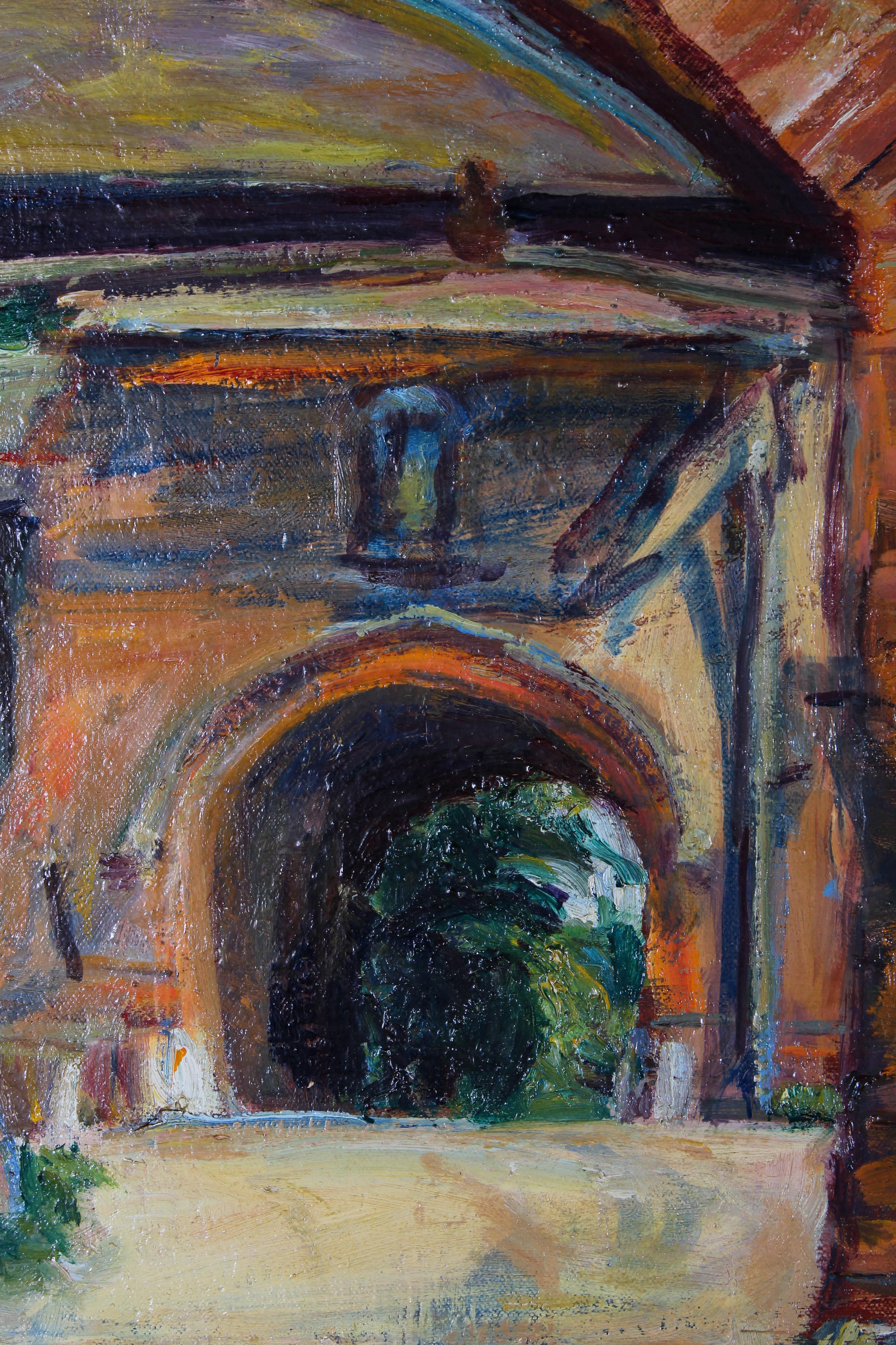 Nancy Weir Huntly - Framed Mid 20th Century Oil, Stable Courtyard View For Sale 4