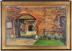 Vintage Nancy Weir Huntly - Framed Mid 20th Century Oil, Stable Courtyard View