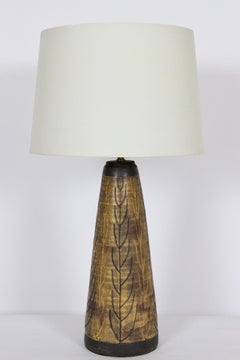 Nancy Wickham for Design Technics Flora Incised Ceramic Lamp, 1950's