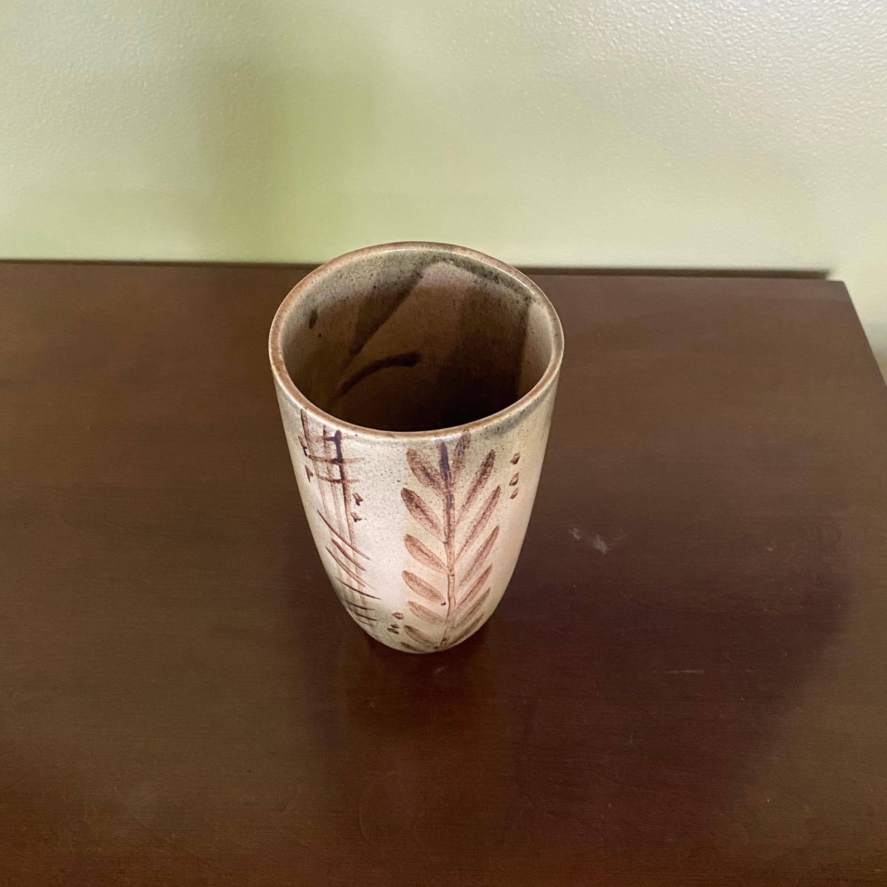Nancy Wickham Handmade Signed Studio Ceramic Pottery Vase Flower Decor In Good Condition In Munroe Falls, OH