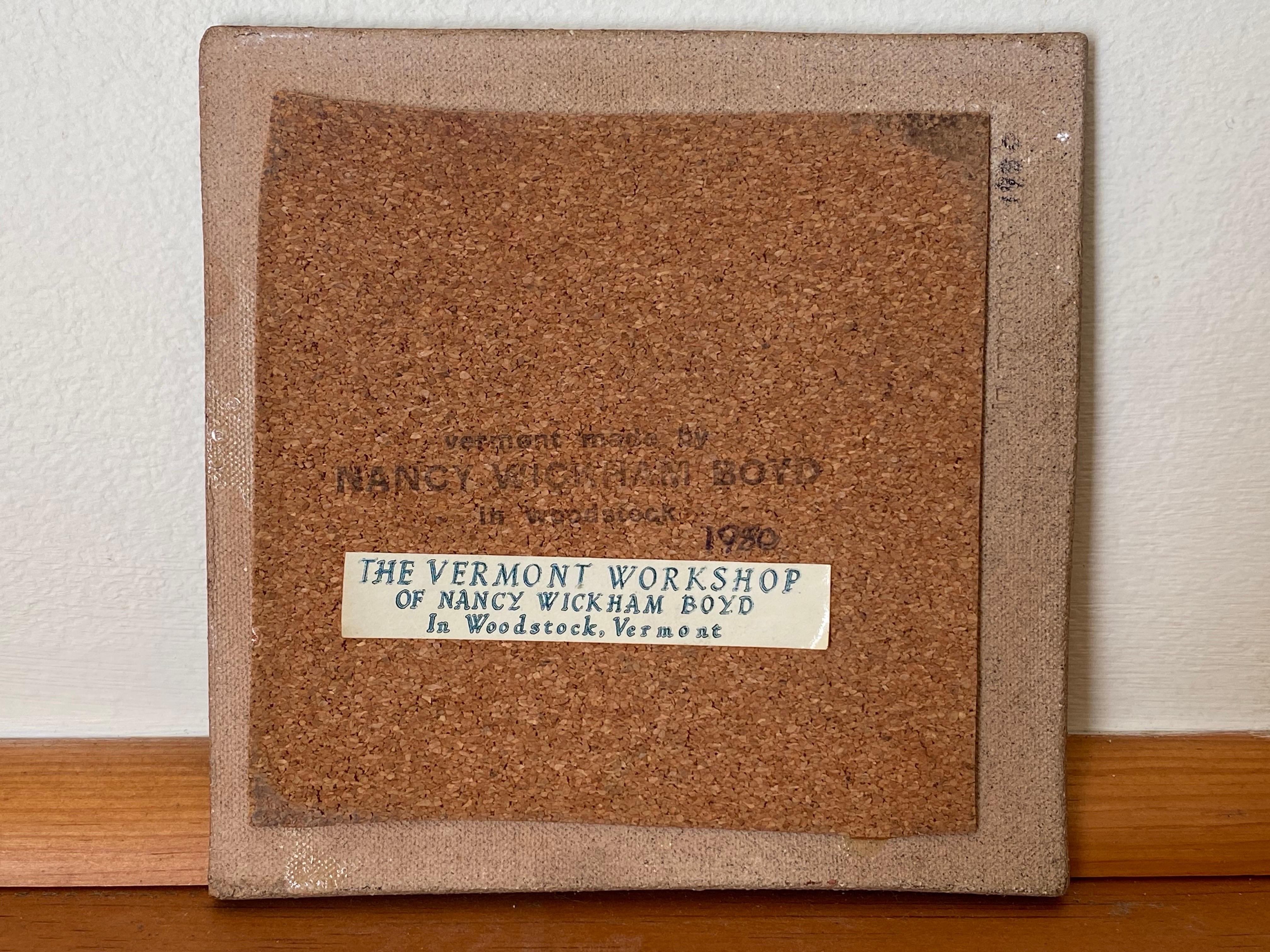American Nancy Wickham Stoneware Leaf Tile for the Vermont Workshop ex. Design Technics For Sale