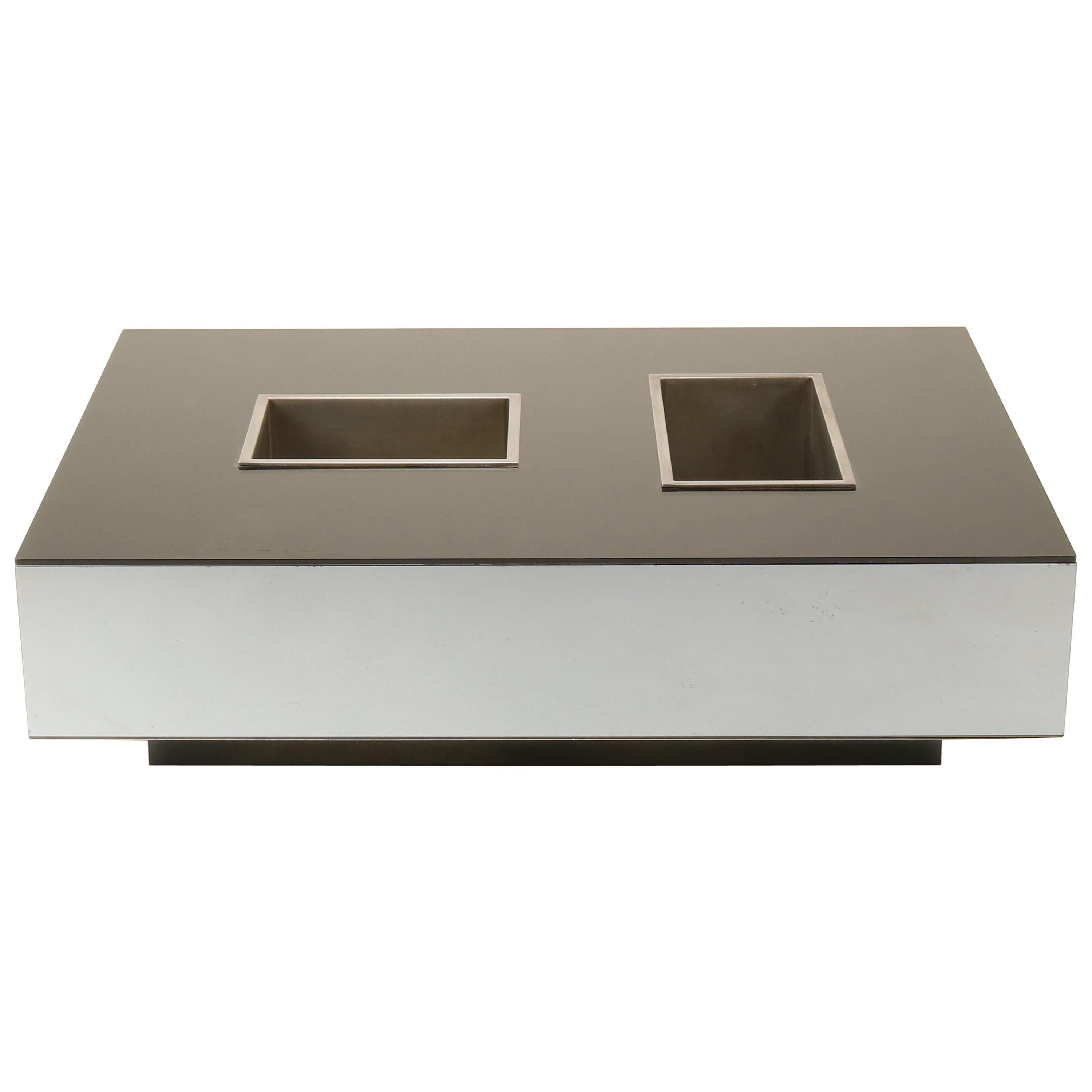 Nanda Vigo attribuited table basse en verre miroir design italien des années 1970