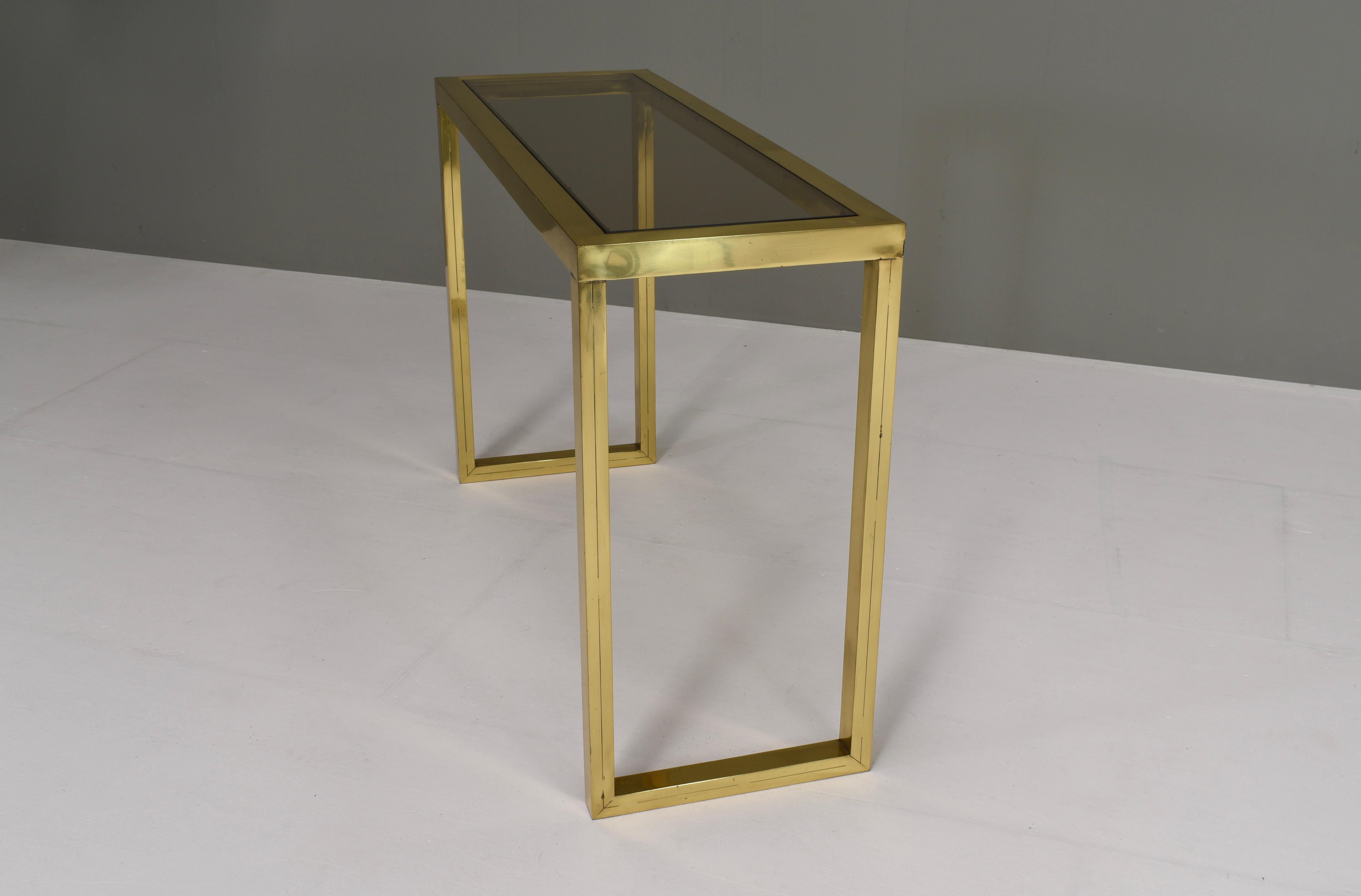 Nanda Vigo Console Table in Brass and Glass, Italy, circa 1970 For Sale 2