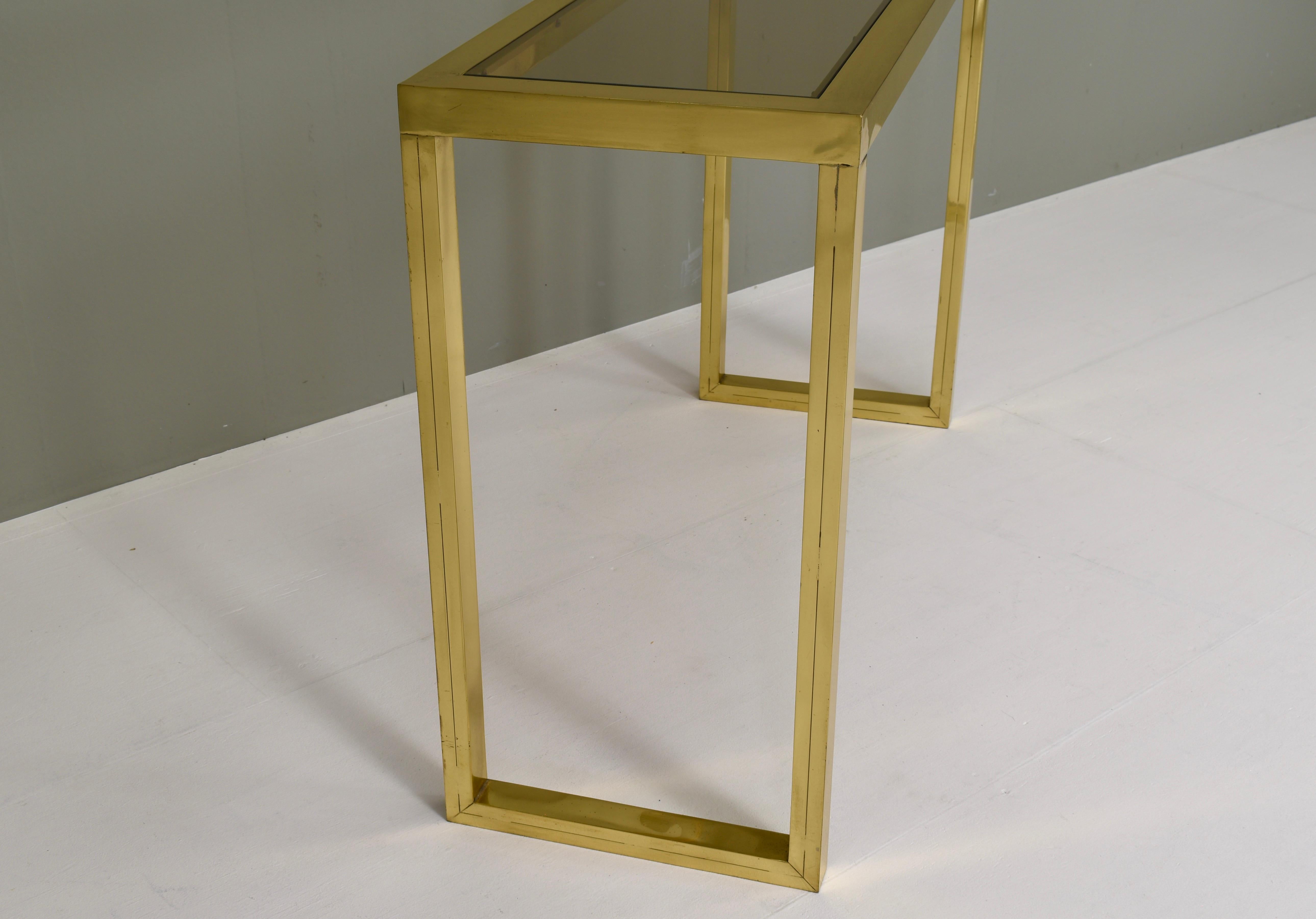 Nanda Vigo Console Table in Brass and Glass, Italy, circa 1970 For Sale 3