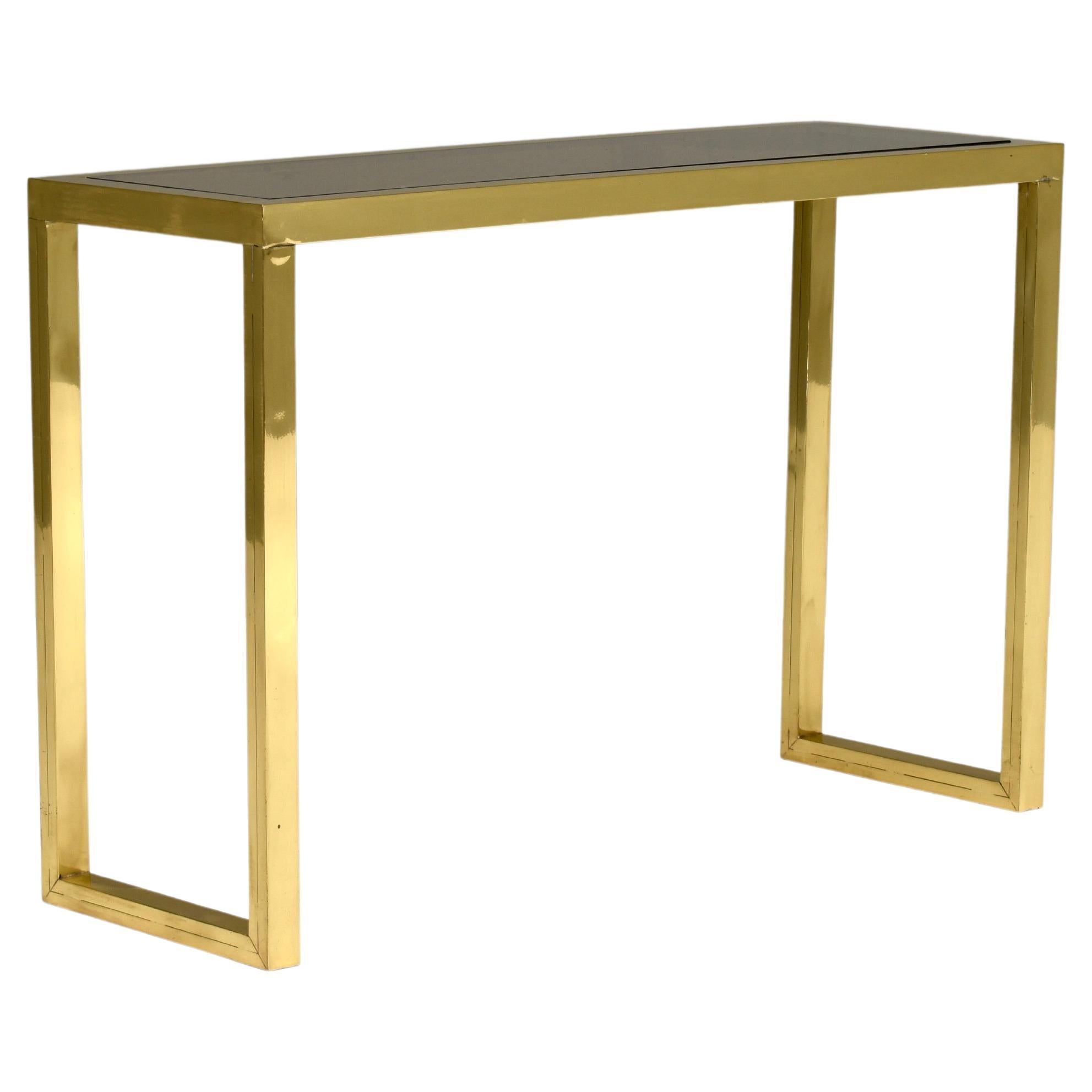 Nanda Vigo Console Table in Brass and Glass, Italy, circa 1970