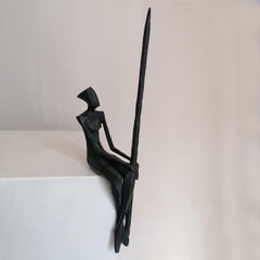 Floss by Nando Kallweit. Unique elegant bronze cculpture of human figure. 