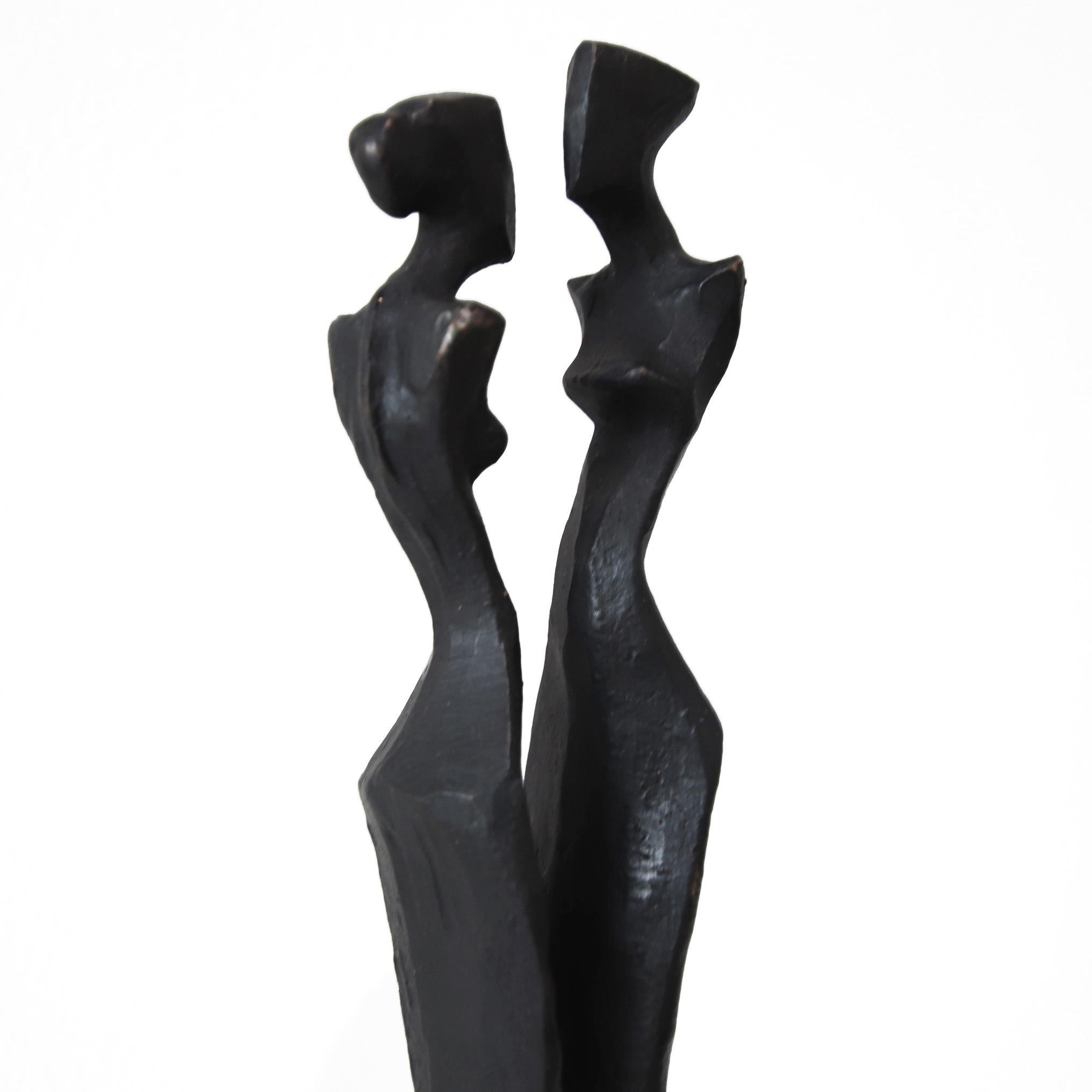 Girls - Modern Figurative Bronze Sculpture Two Girls Friends Family For Sale 9