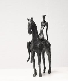 Giulia a Cavallo. By Nando Kallweit. Elegant bronze figurative sculpture