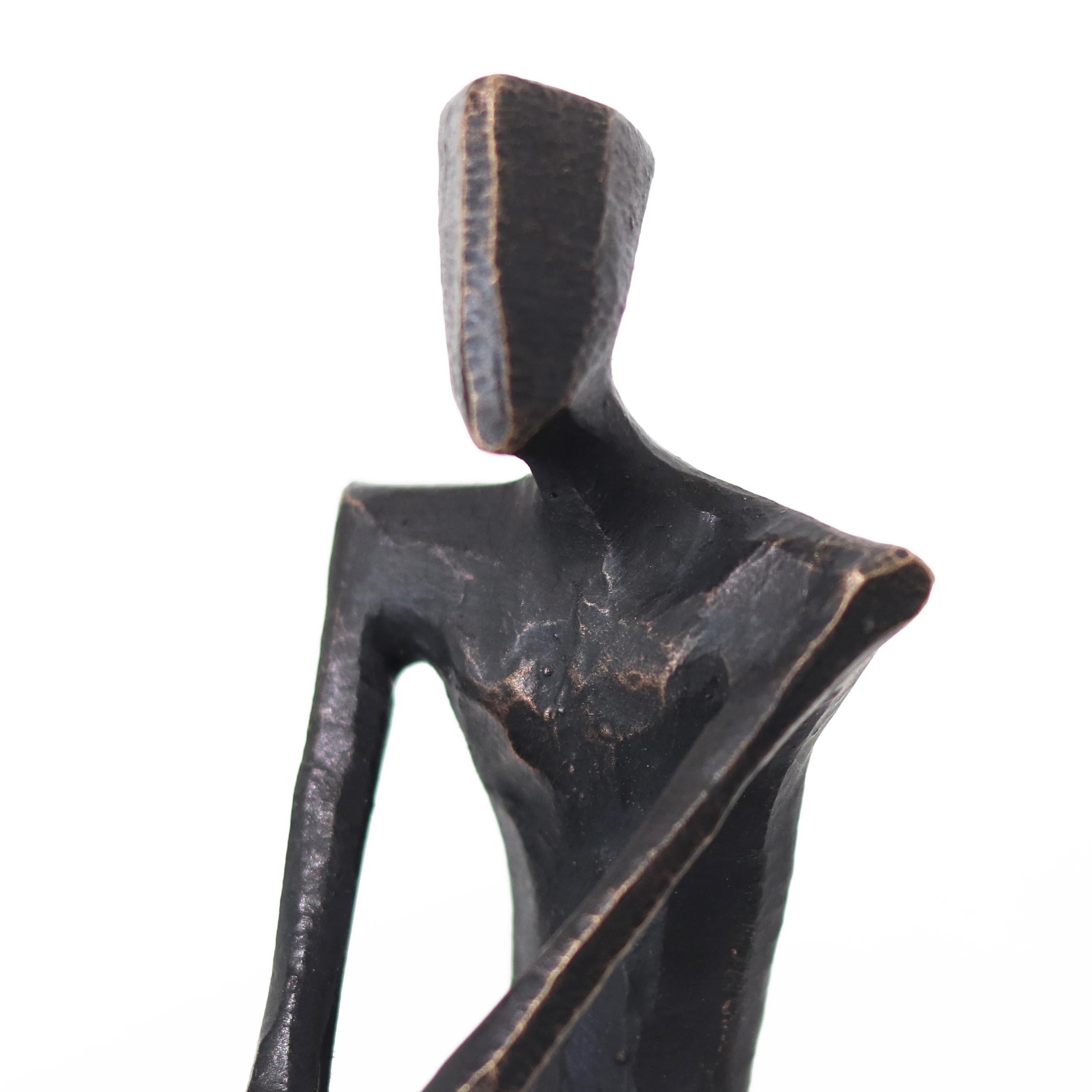 José  - One-of-a-kind Male Cubist Sitting Figure Original Bronze Sculpture For Sale 1