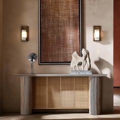 Luna (7/25) - Escultura figurativa moderna abstracta de bronce para estantería o mesa