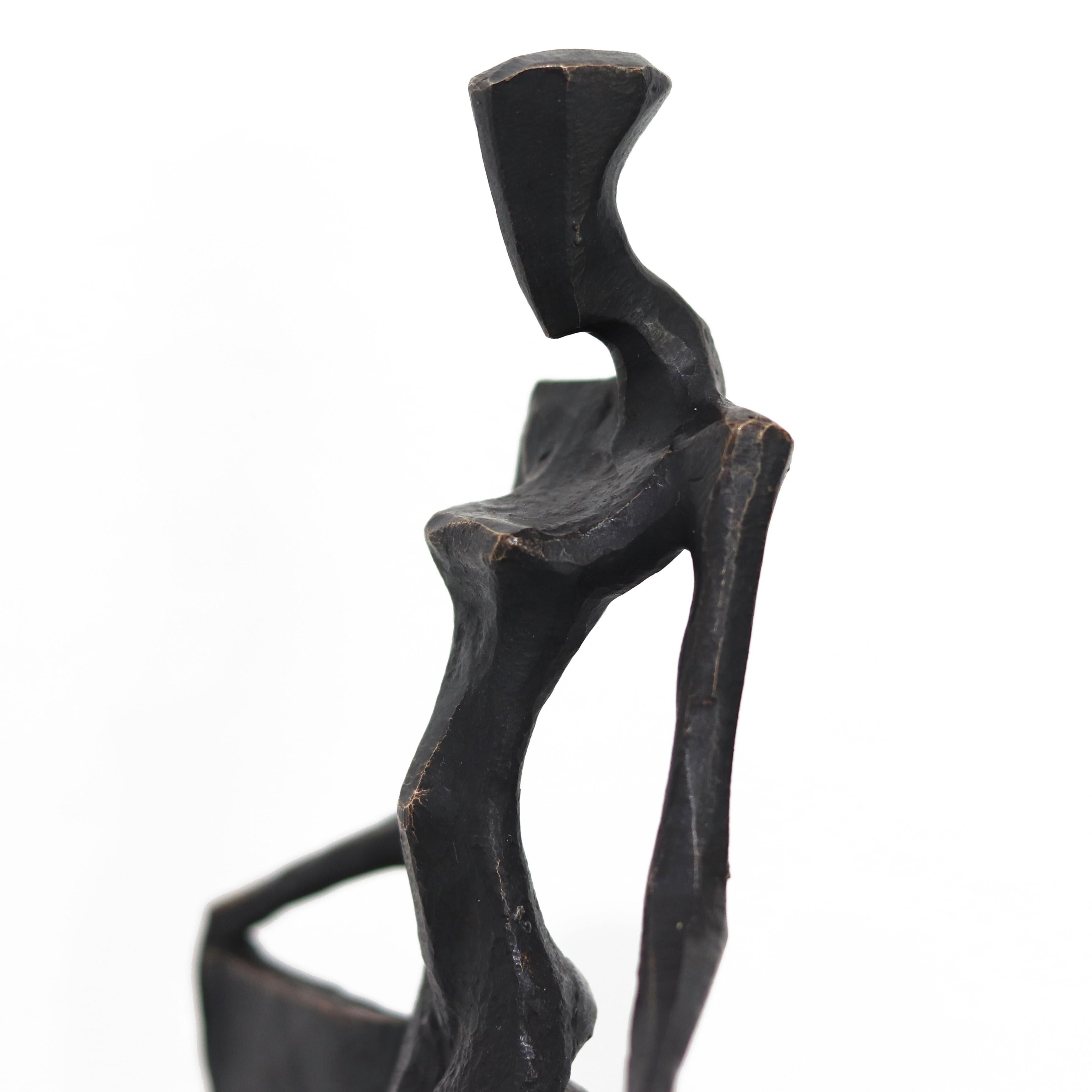 Neile  - Graceful Female Figure Modern Cubist Solid Bronze Sculpture For Sale 1