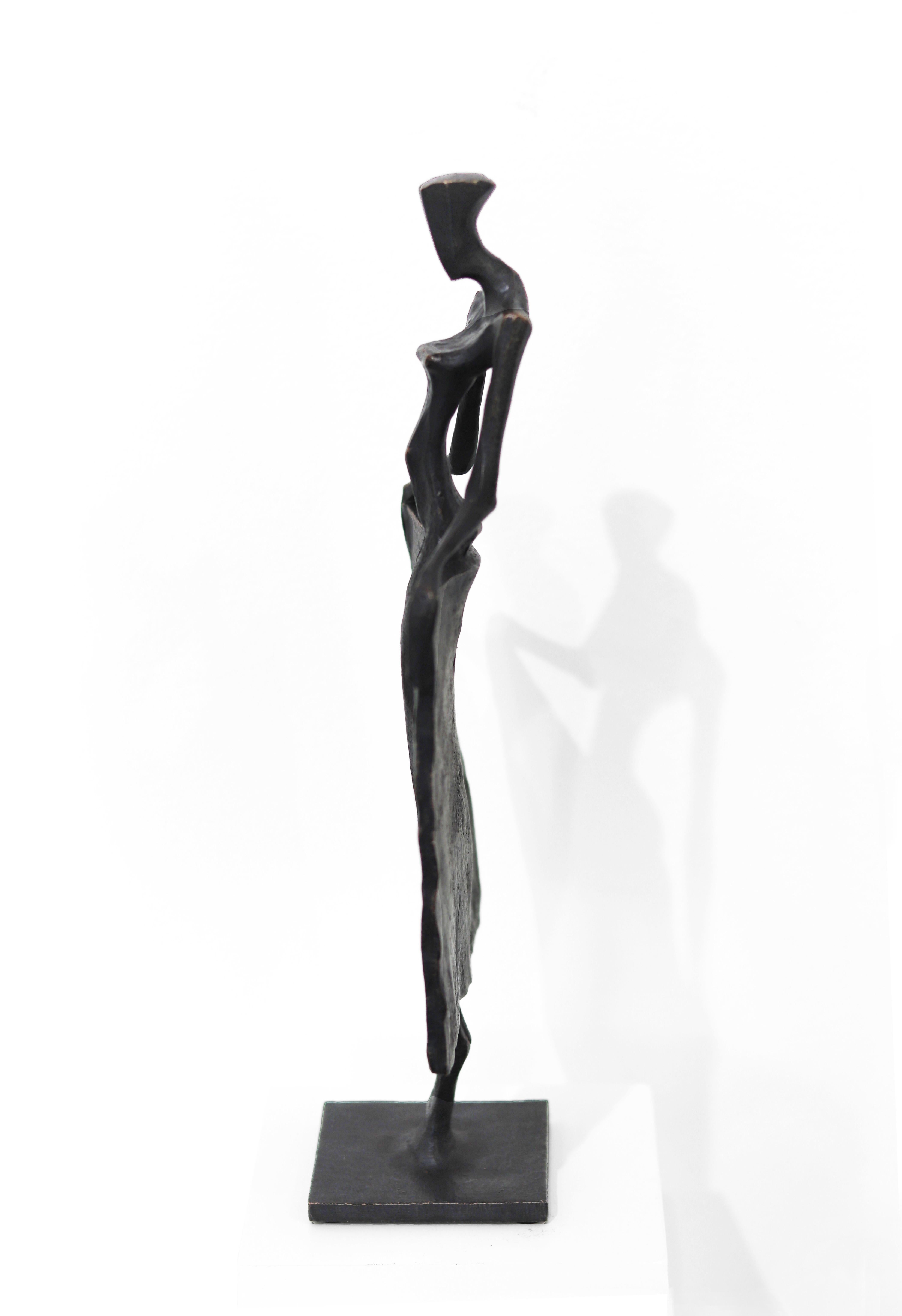 Neile  - Graceful Female Figure Modern Cubist Solid Bronze Sculpture For Sale 2
