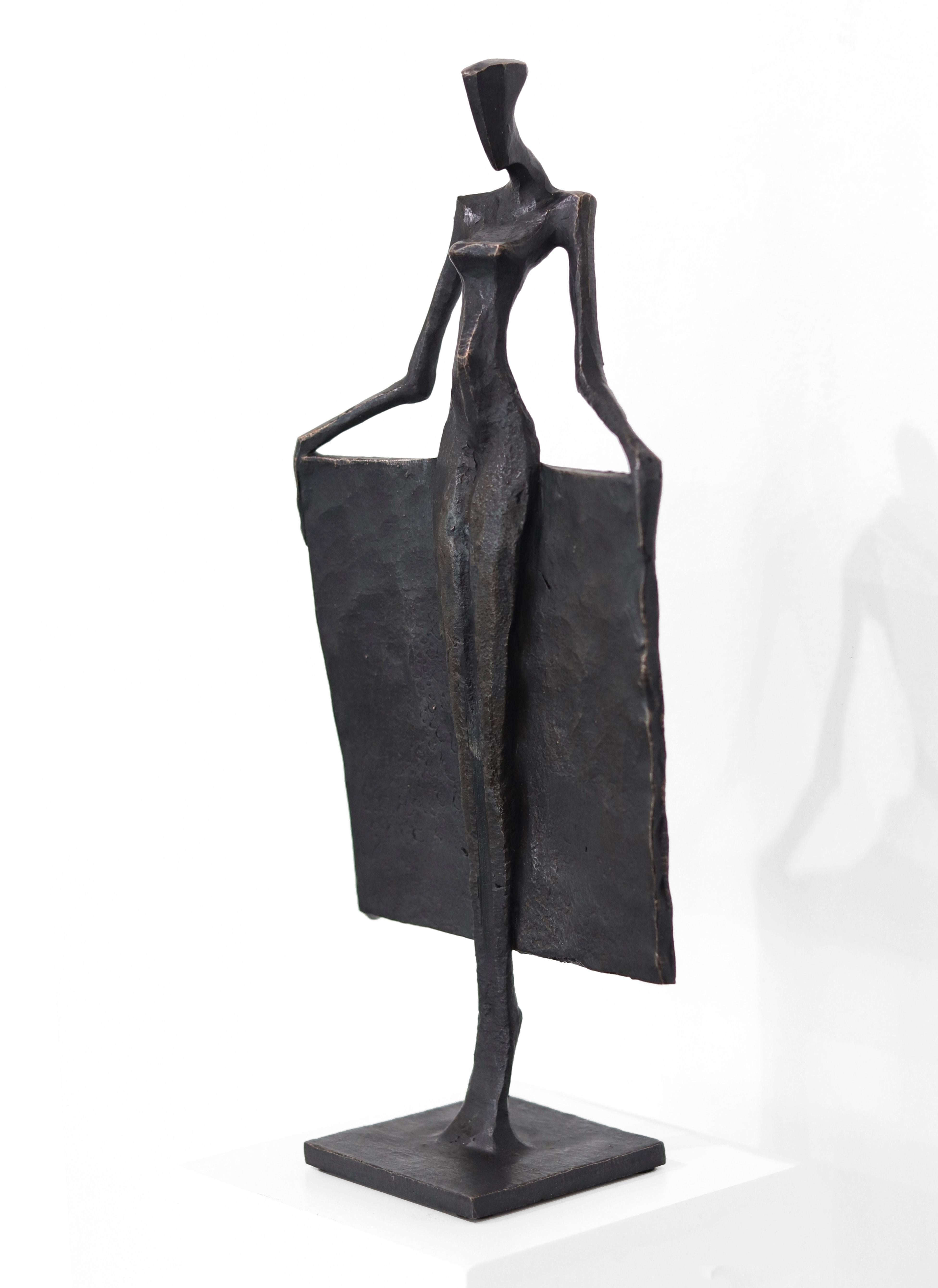 Neile  - Graceful Female Figure Modern Cubist Solid Bronze Sculpture For Sale 6