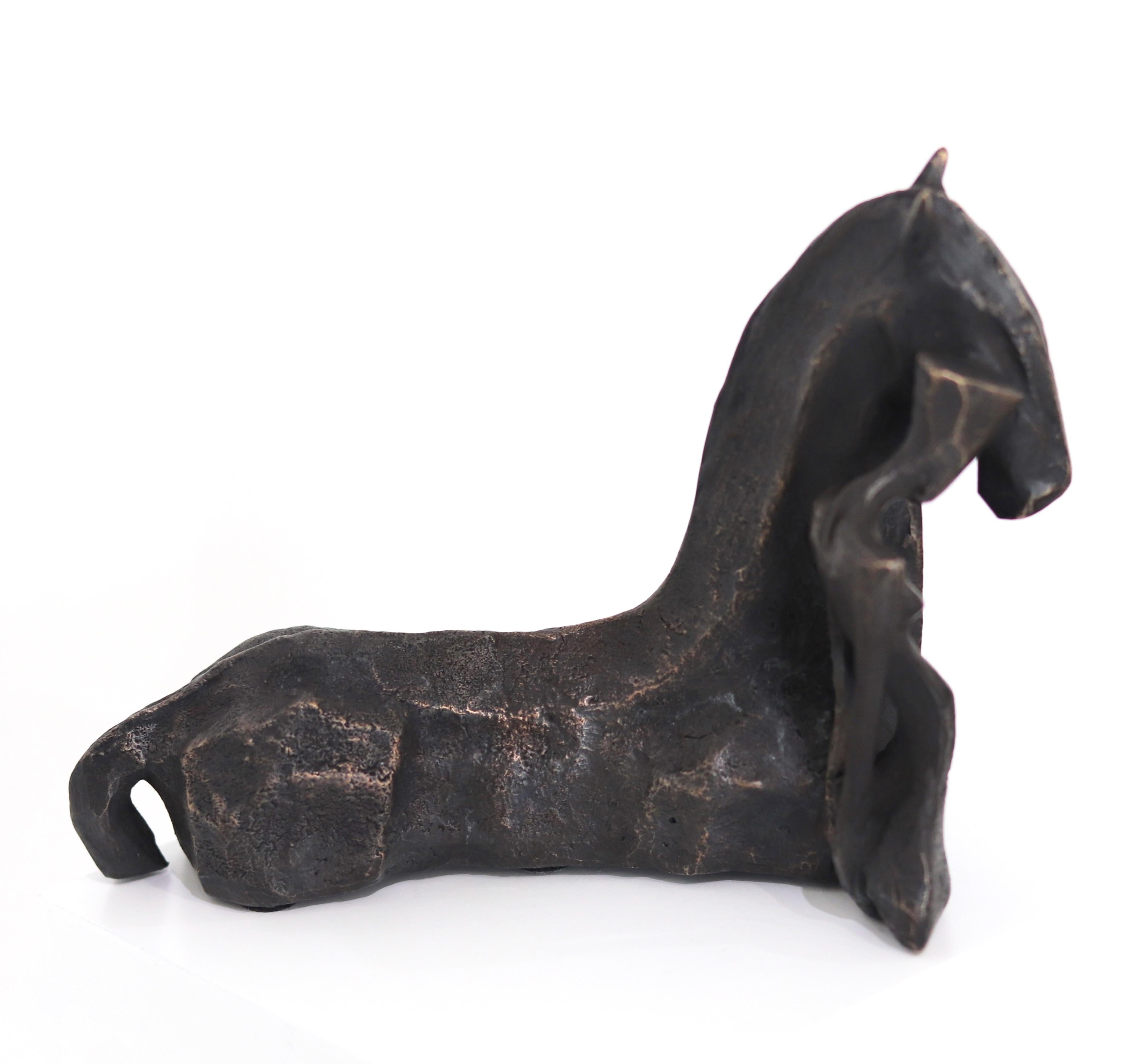 Susi Con Cavallo – Pferd und weibliche Figur, einzigartige kubistische Bronzeskulptur im Angebot 1