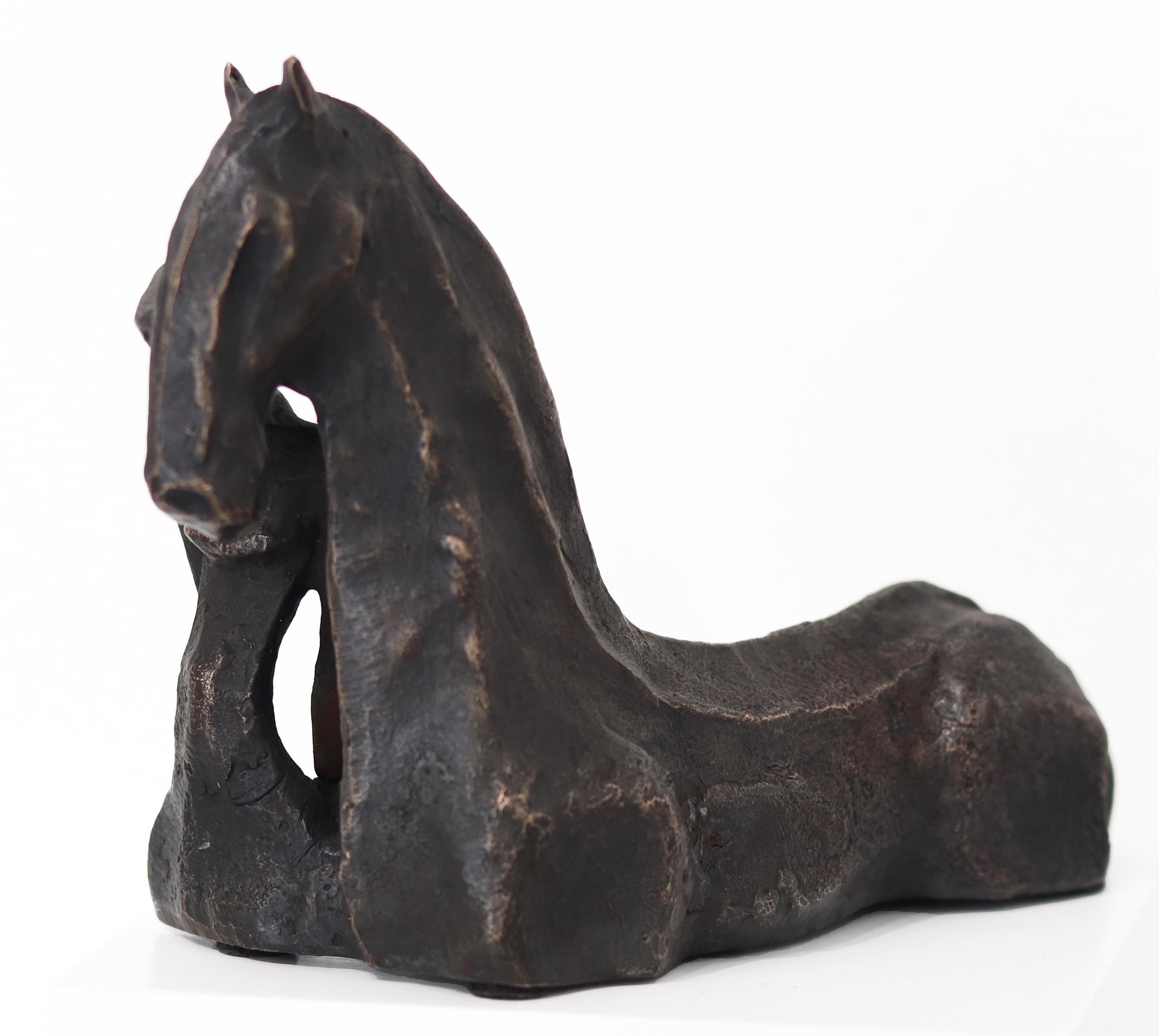 Susi Con Cavallo – Pferd und weibliche Figur, einzigartige kubistische Bronzeskulptur im Angebot 3