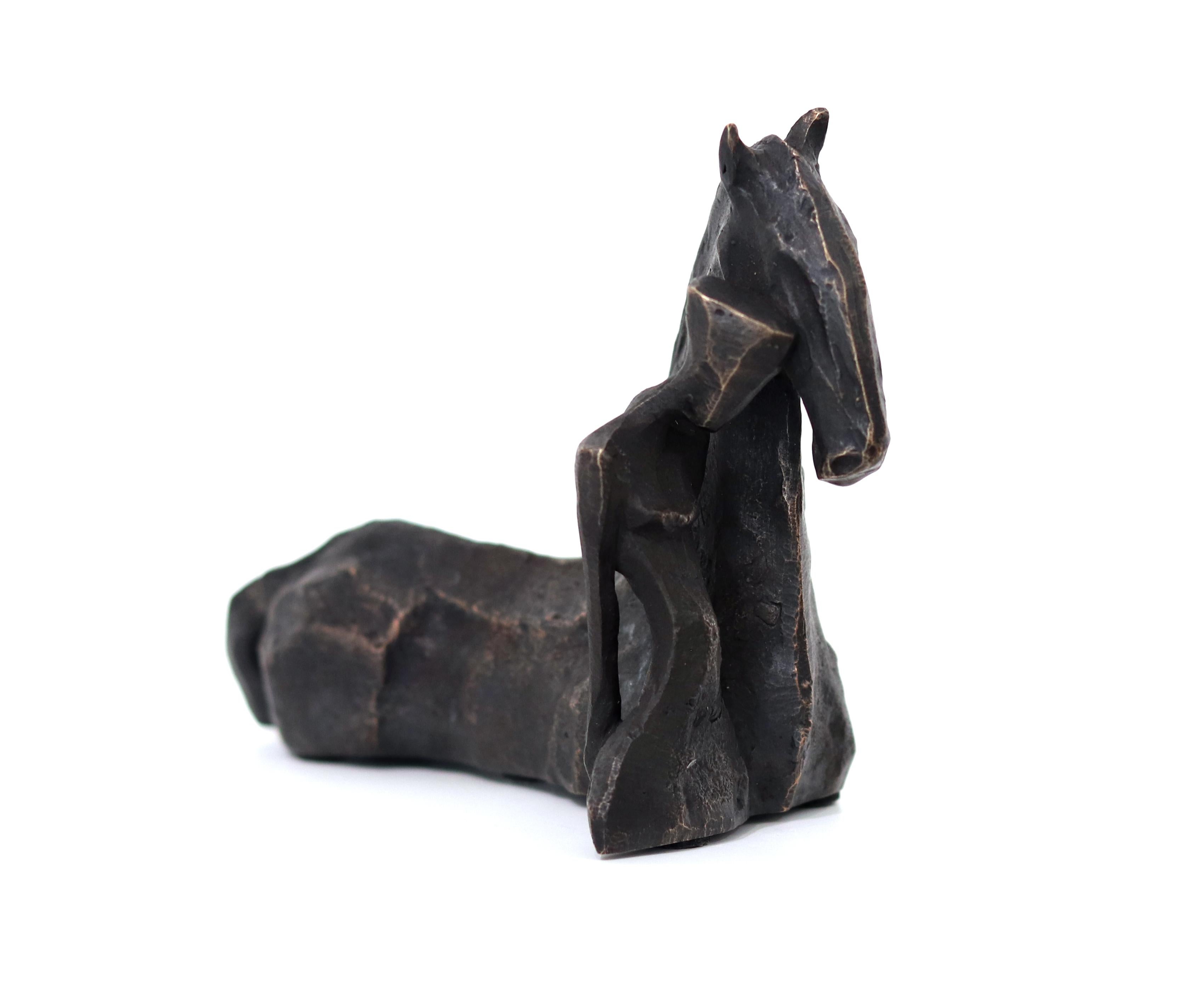 Figurative Sculpture de Nando Kallweit - Susi Con Cavallo - Caballo y Figura Femenina Escultura Cubista Única de Bronce