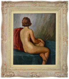 Vintage Nandor Vagh Weinmann, Oil on cardboard, Naked Back, 1930s