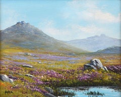 Mountain Lake with Heather in Mournes Northern Ireland by Contemporary Artist