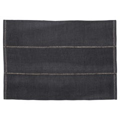Nani Marquina Mía Rug in 
Navy
 with Dashed Stitching in Beige 170x240 cm