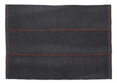 Nani Marquina Mía Rug in 'Navy' with Dashed Stitching in Red 200x300 cm