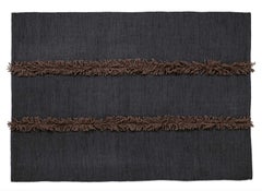 Nani Marquina Mía Rug in 'Navy' with Fringing in Brown 200x300 cm