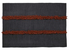 Nani Marquina Mía Rug in 'Navy' with Fringing in Stone Red 200x300 cm