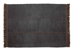 Nani Marquina Mía Rug in 'Navy' with Macramé Fringing in Brown 200x300 cm