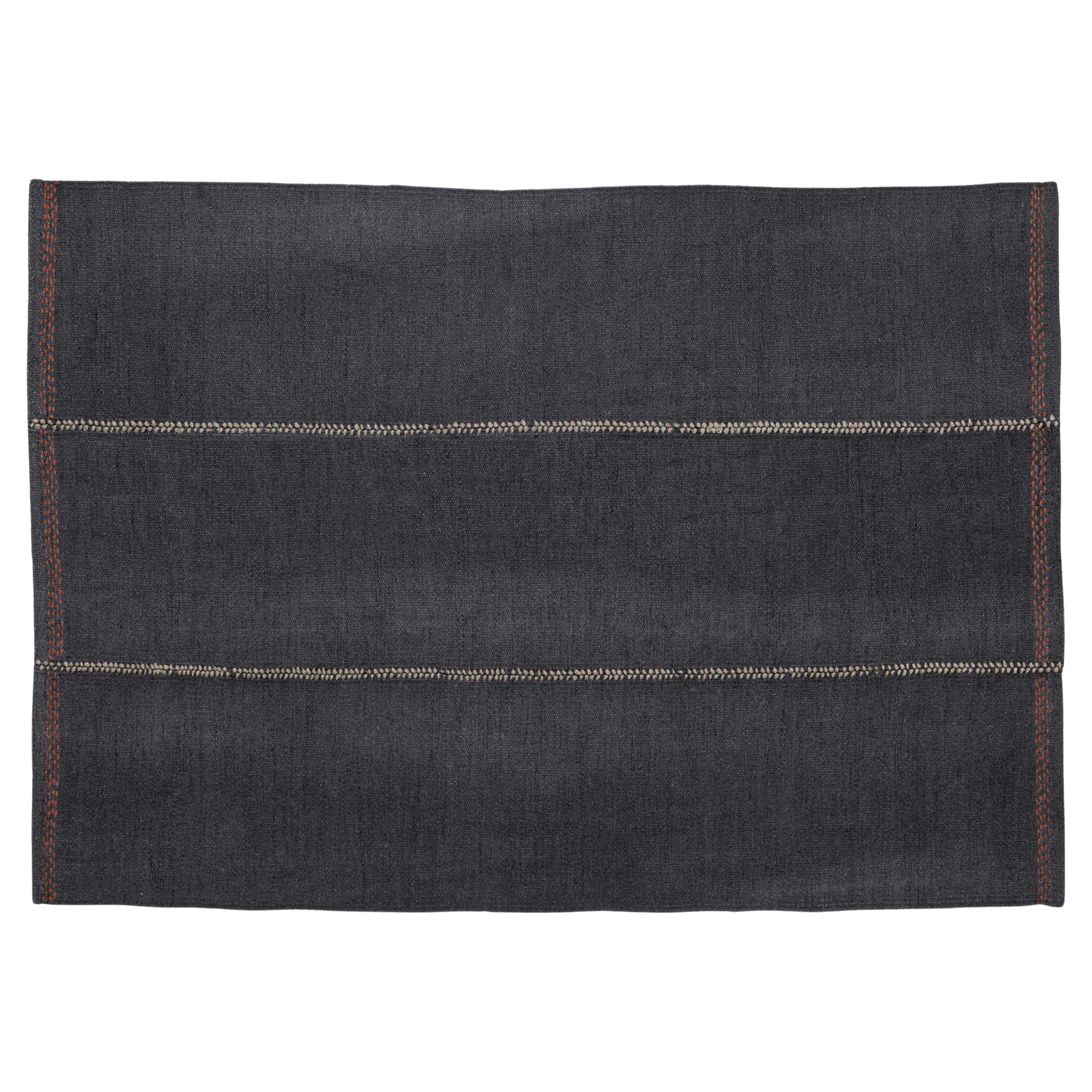 Nani Marquina Mía Rug in 
Navy
 with Two Color Dashed Stitching 170x240 cm