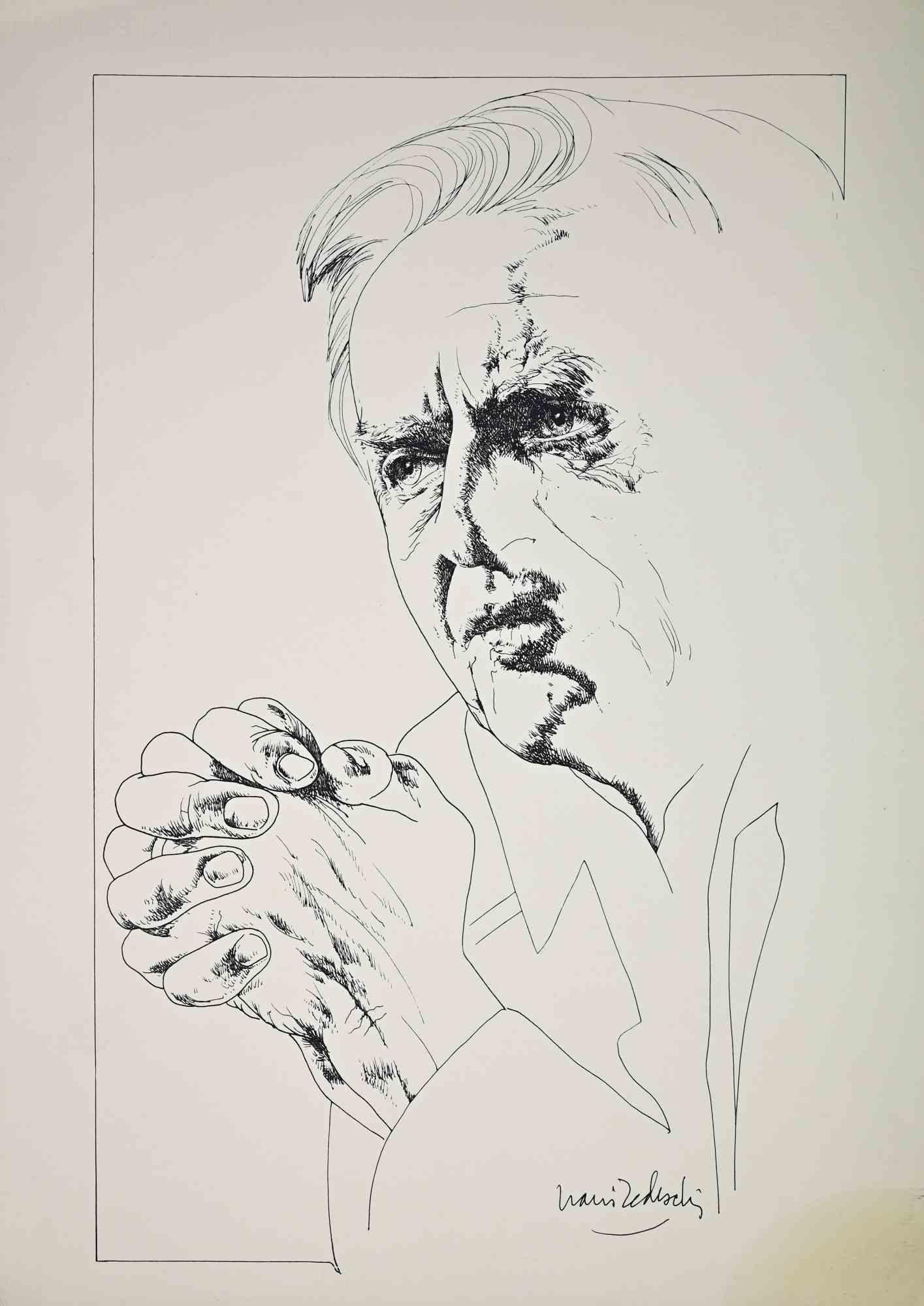 Portrait - Lithograph by Nani Tedeschi - 1970s For Sale 1