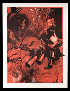 Woman and Motor – Original Lithographie von Nani Tedeschi – 1971