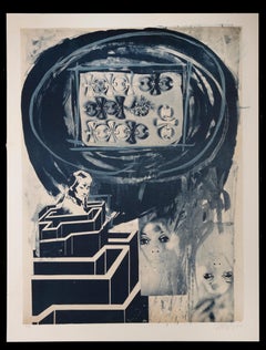 Woman in Labyrinth – Originallithographie von Nani Tedeschi, 1971