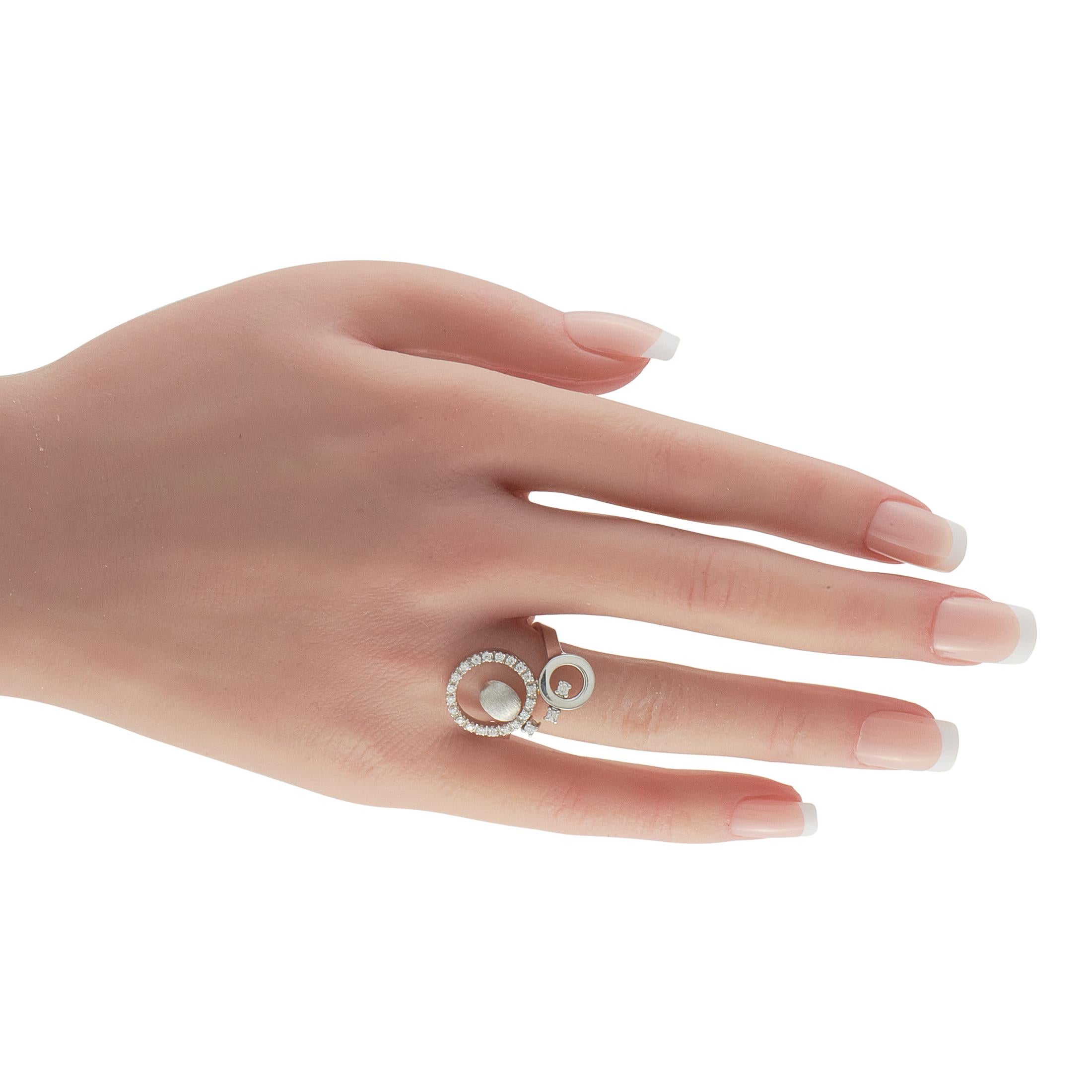 Taille ronde Nanis 18K White Gold 0.45ct Diamond Ring NA44-100725 en vente