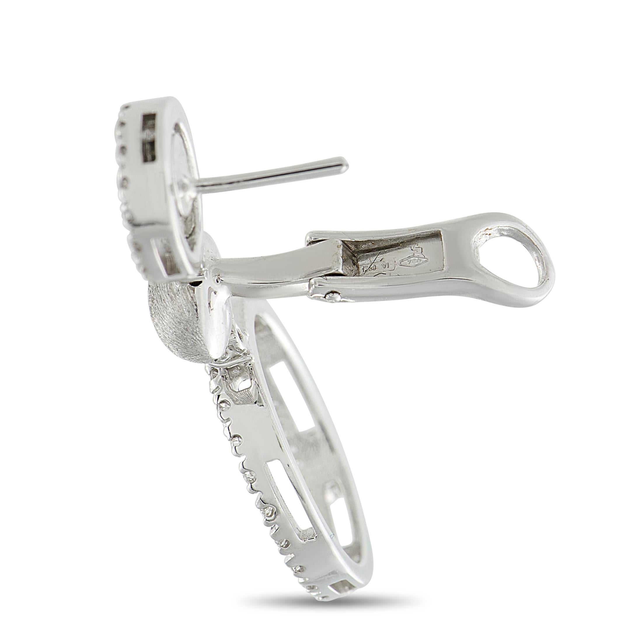 Taglio rotondo Nanis 18K White Gold 1.20ct Diamond Earrings NA42-100725 in vendita