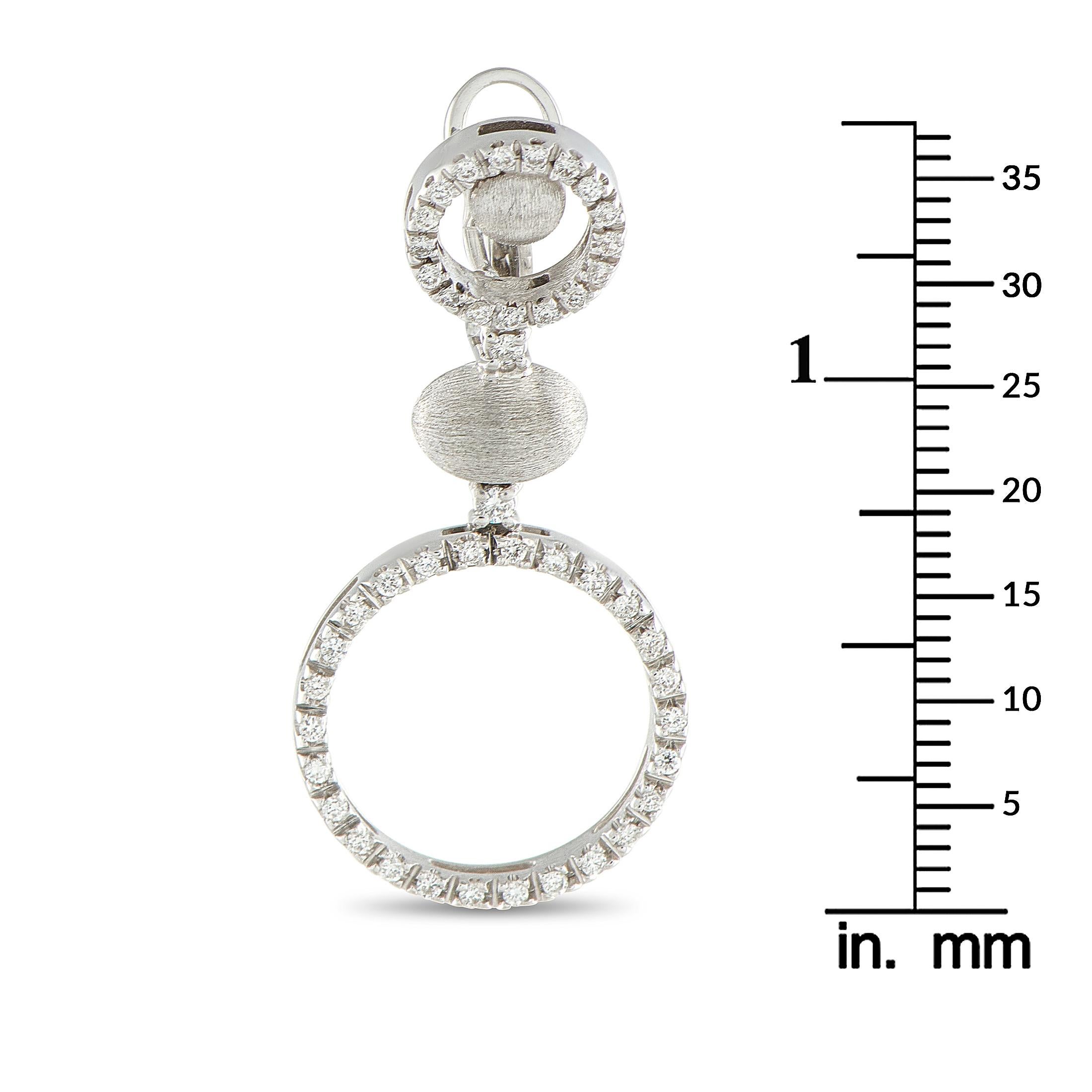 Nanis 18K White Gold 1.20ct Diamond Earrings NA42-100725 In condizioni ottime in vendita a Southampton, PA